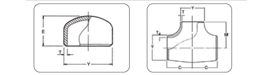 Nickel200 Buttweld Fittings Dimensions-Tee and Cap